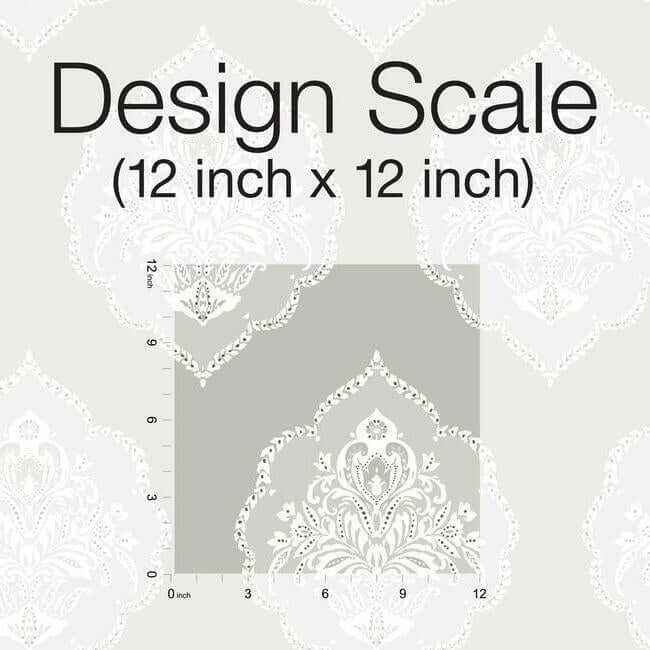 Signet Medallion Damask Grey Wallpaper - York Wallcoverings - DM4984 - York Wallcoverings Wallpaper