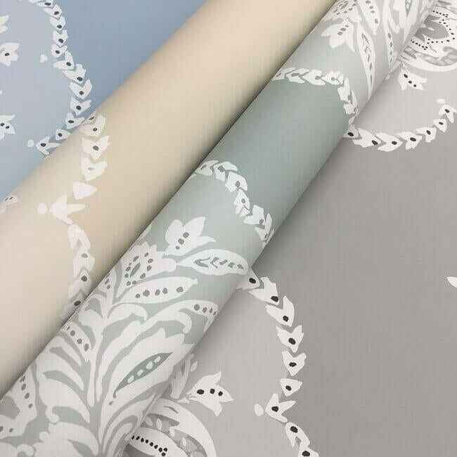Signet Medallion Damask Grey Wallpaper - York Wallcoverings - DM4984 - York Wallcoverings Wallpaper