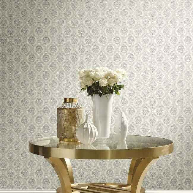 Petite Ogee Taupe Wallpaper - York Wallcoverings - DM5027 - York Wallcoverings Wallpaper