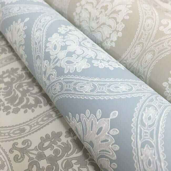 Petite Ogee Taupe Wallpaper - York Wallcoverings - DM5027 - York Wallcoverings Wallpaper