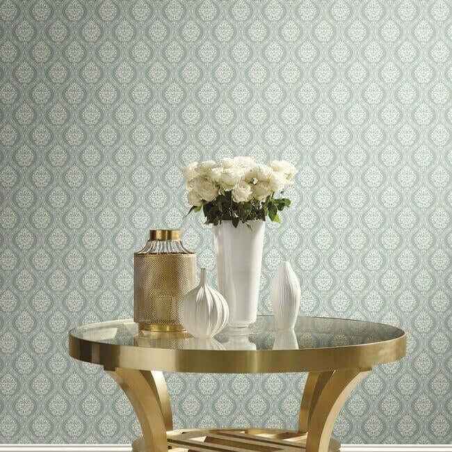 Petite Ogee Green Wallpaper - York Wallcoverings - DM5028