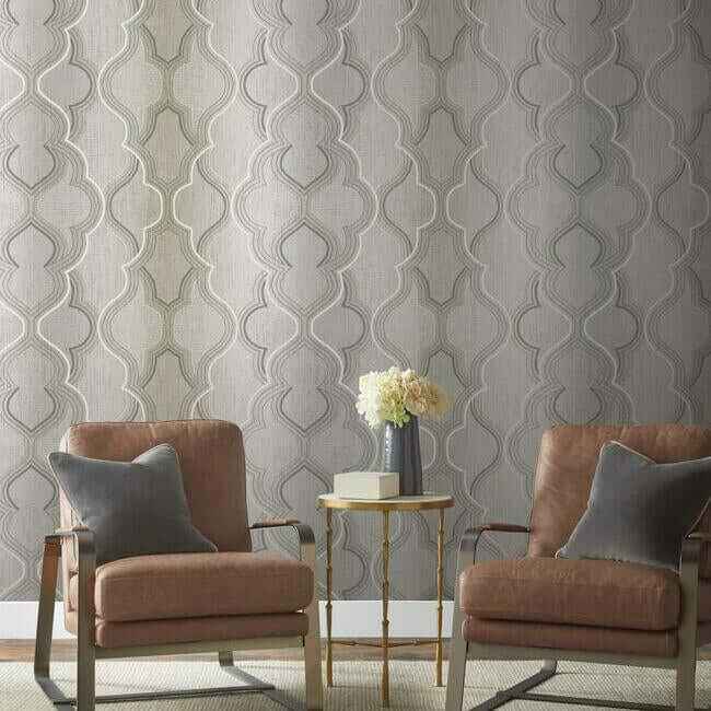 Modern Ombre Damask Beige Wallpaper - York Wallcoverings - DM4941 - York Wallcoverings Wallpaper