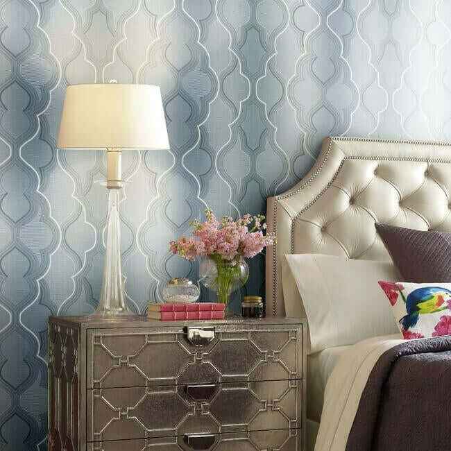 Modern Ombre Damask Blue Wallpaper - York Wallcoverings - DM4944 - York Wallcoverings Wallpaper