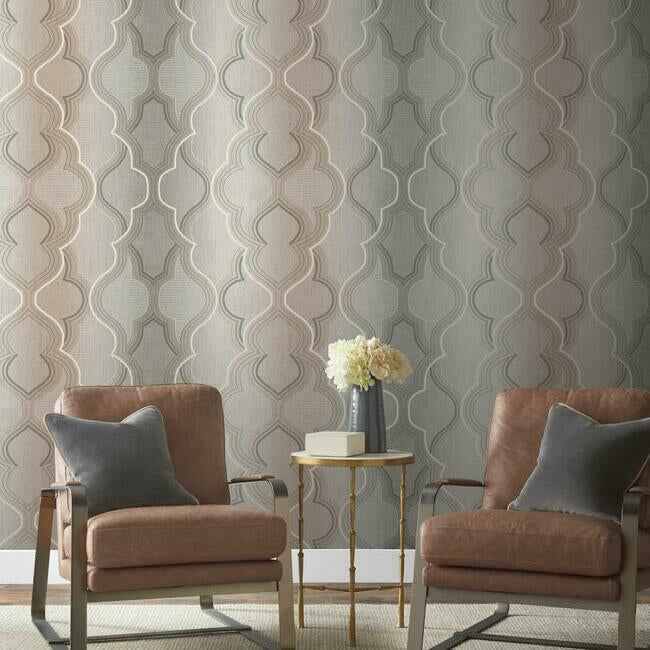Modern Ombre Damask Brown Wallpaper - York Wallcoverings - DM4943 - York Wallcoverings Wallpaper
