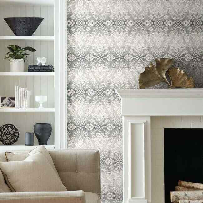 Tudor Diamond Damask Black Wallpaper - York Wallcoverings - DM4931 - York Wallcoverings Wallpaper