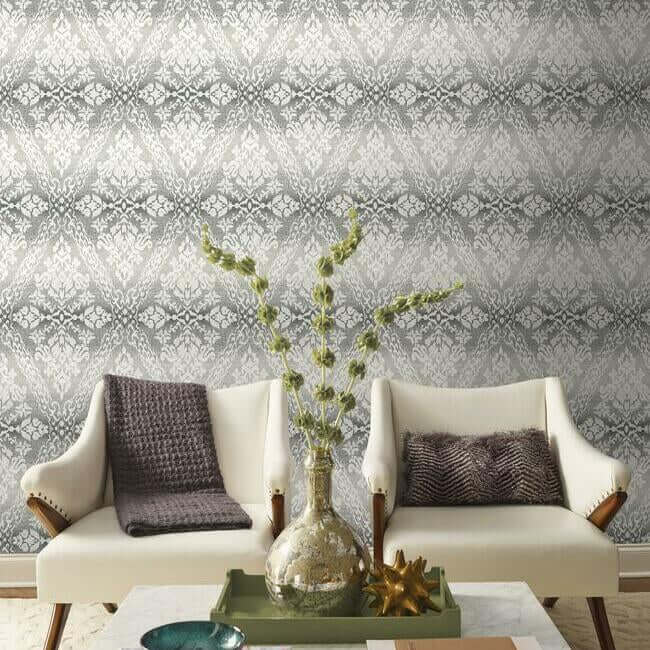 tudor-diamond-damask-black-wallpaper-york-wallcoverings-dm4931 - York Wallcoverings Wallpaper
