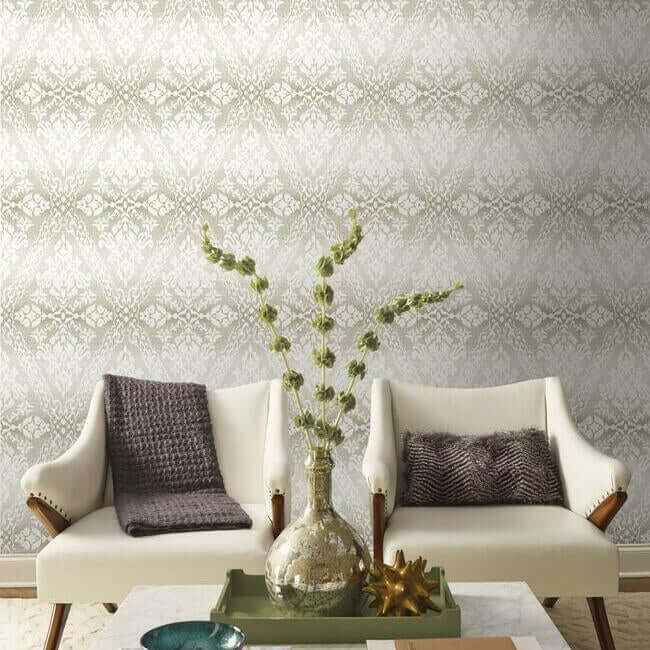 Tudor Diamond Damask Off White Wallpaper - York Wallcoverings - DM4933 - York Wallcoverings Wallpaper