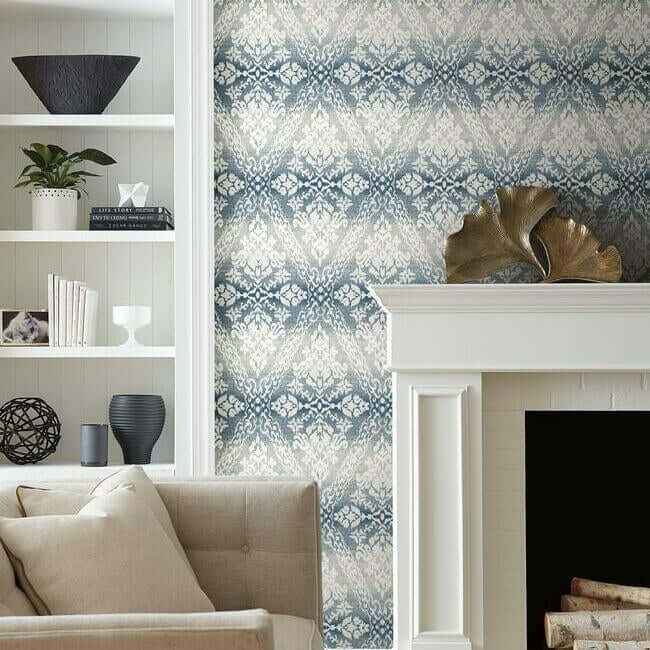 Tudor Diamond Damask Navy Wallpaper - York Wallcoverings - DM4932