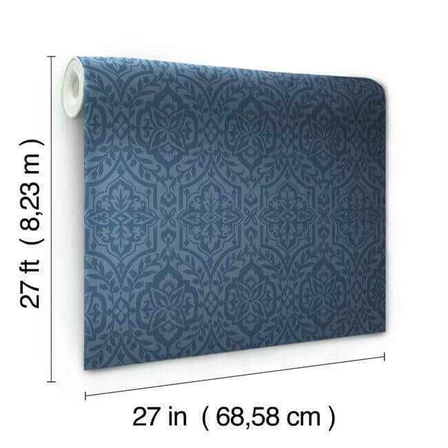 Cathedral Damask Blue Wallpaper - York Wallcoverings - DM5037 - York Wallcoverings Wallpaper