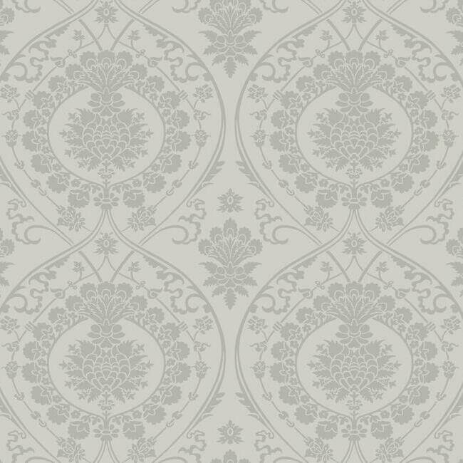 imperial-damask-grey-silver-wallpaper-york-wallcoverings-dm4904 - York Wallcoverings Wallpaper