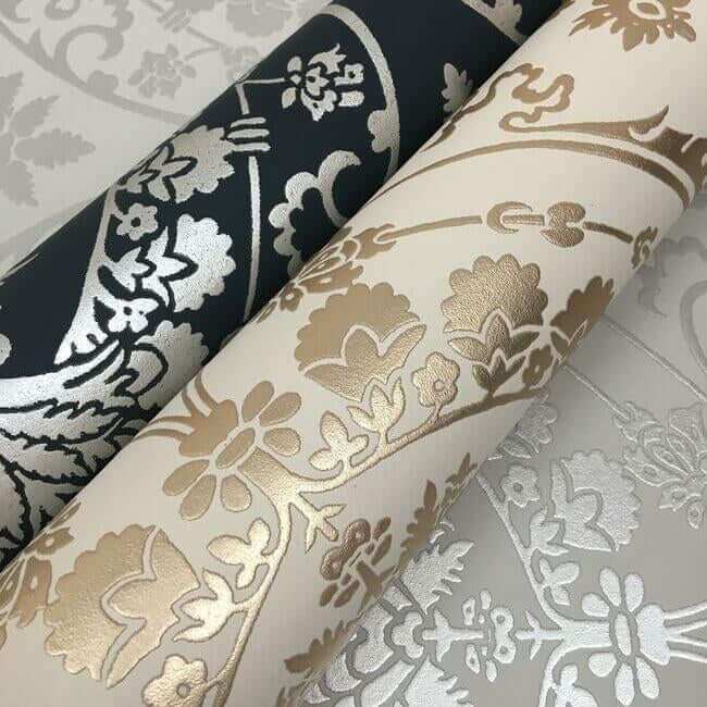 imperial-damask-off-white-gold-wallpaper-york-wallcoverings-dm4903 - York Wallcoverings Wallpaper