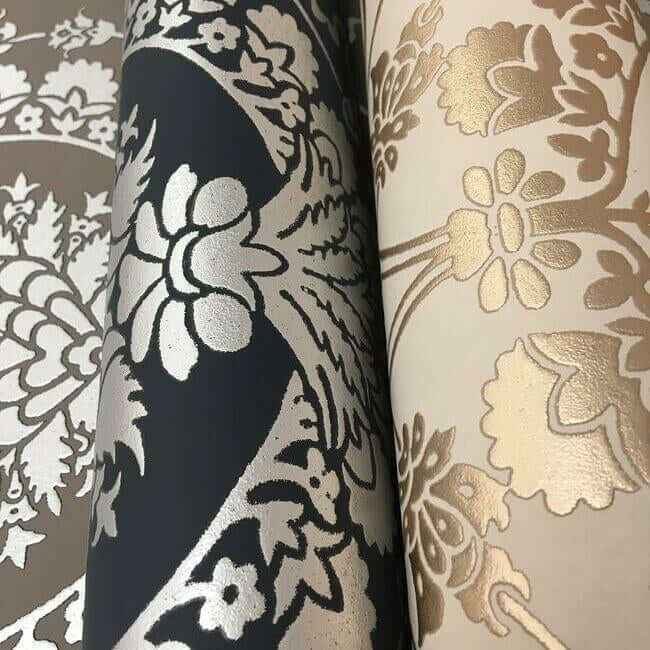 Imperial Damask Off White & Gold Wallpaper - York Wallcoverings - DM4903