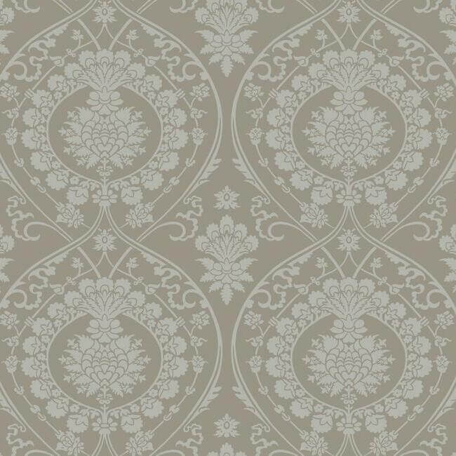 imperial-damask-beige-silver-wallpaper-york-wallcoverings-dm4902 - York Wallcoverings Wallpaper