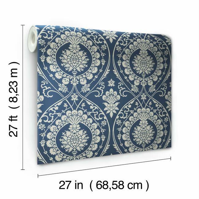 imperial-damask-wallpaper-navy-silver-york-wallcoverings-dm4901