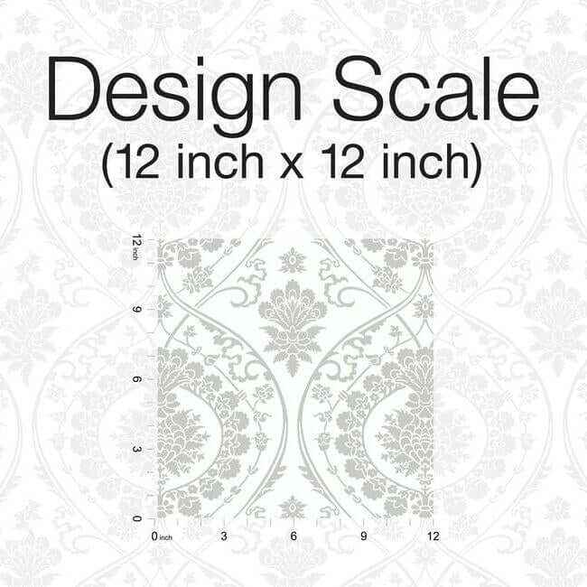 Imperial Damask White & Silver Wallpaper - York Wallcoverings - DM4905 - York Wallcoverings Wallpaper