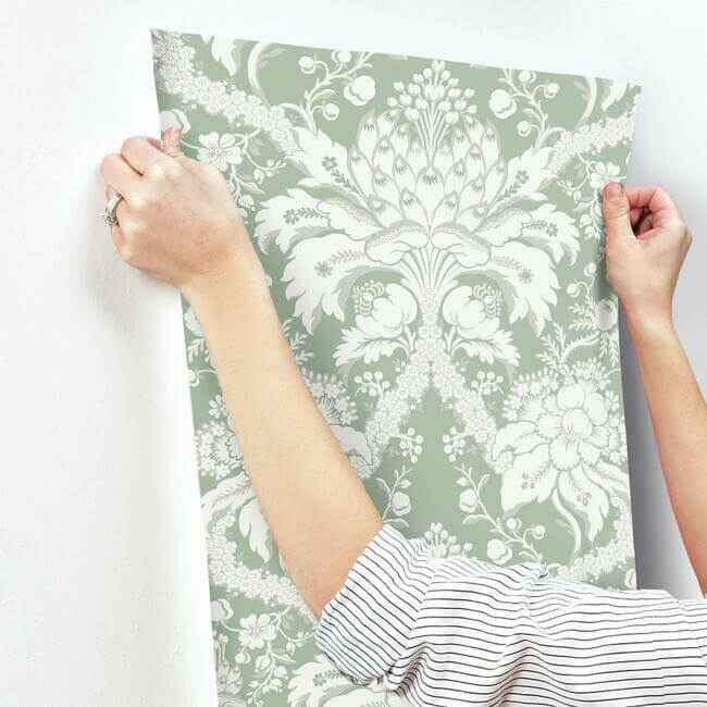 French Artichoke Dam Green Wallpaper - York Wallcoverings - DM4954 - York Wallcoverings Wallpaper