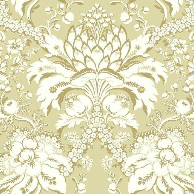 french-artichoke-dam-yellow-wallpaper-york-wallcoverings-dm4953 - York Wallcoverings Wallpaper