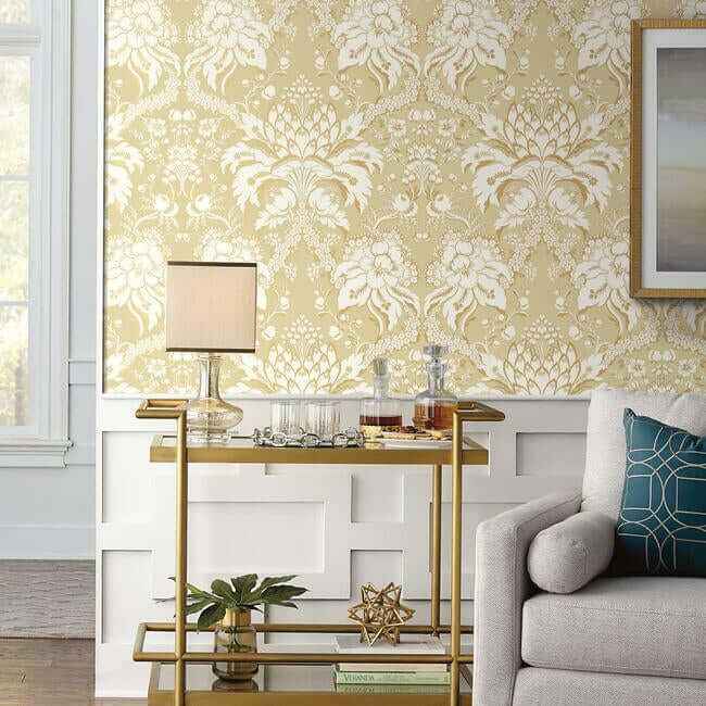 French Artichoke Dam Yellow Wallpaper - York Wallcoverings - DM4953 - York Wallcoverings Wallpaper