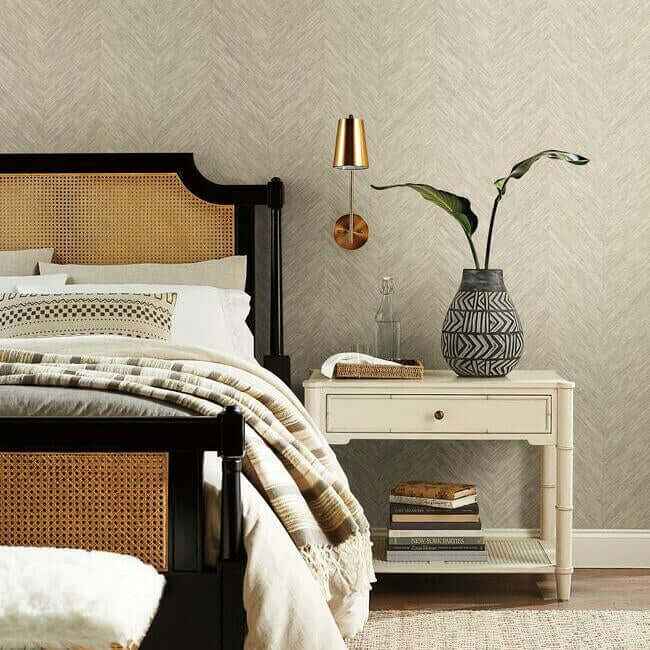 Chevron Cream Metallic Wallpaper - York Wallcoverings - BO6607 - York Wallcoverings Wallpaper