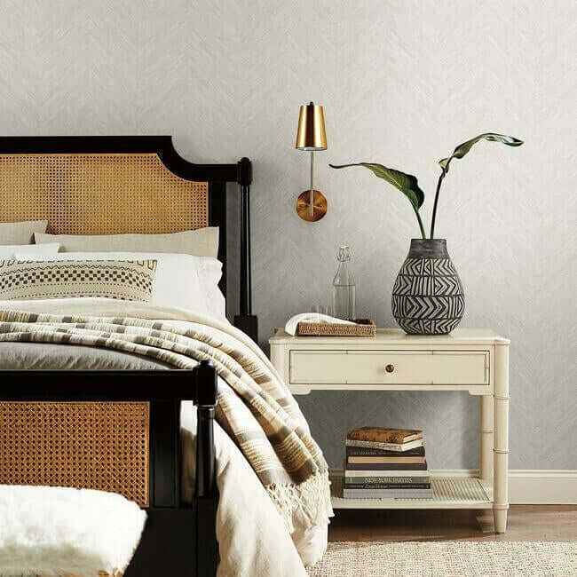 Chevron White Metallic Wallpaper - York Wallcoverings - BO6601 - York Wallcoverings Wallpaper