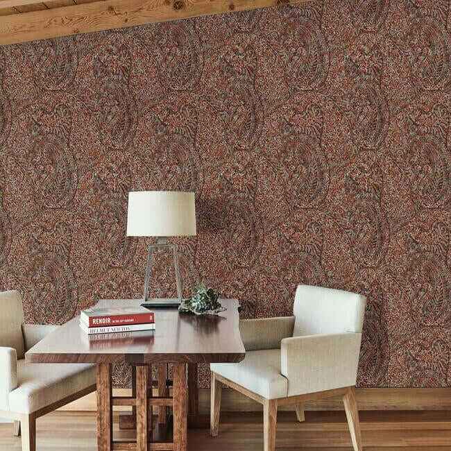 Kashmir Dreams Paisley Red Wallpaper - York Wallcoverings - BO6651 - York Wallcoverings Wallpaper