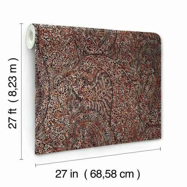 Kashmir Dreams Paisley Red Wallpaper - York Wallcoverings - BO6651 - York Wallcoverings Wallpaper