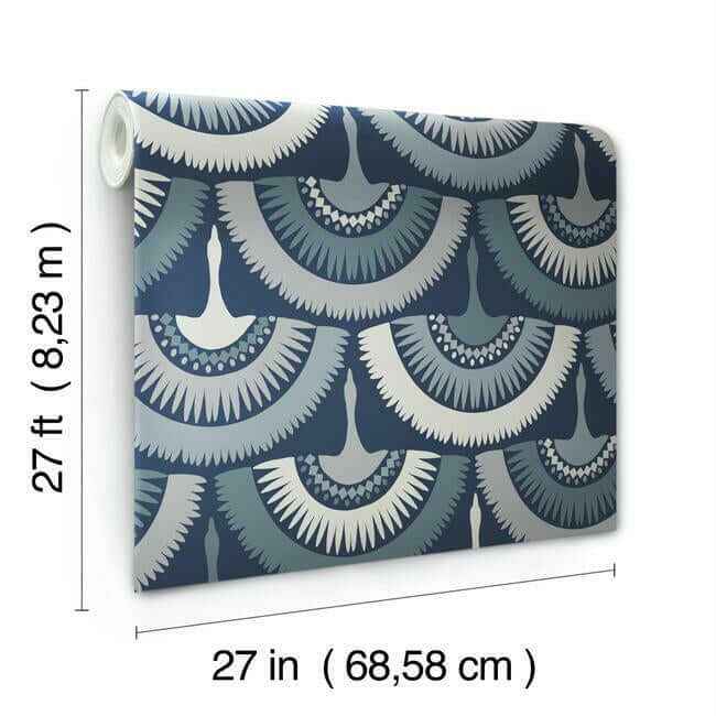 Feather & Fringe Blue Wallpaper - York Wallcoverings - BO6642 - York Wallcoverings Wallpaper