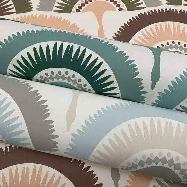 Feather & Fringe Cream & Blue Wallpaper - York Wallcoverings - BO6643 - York Wallcoverings Wallpaper