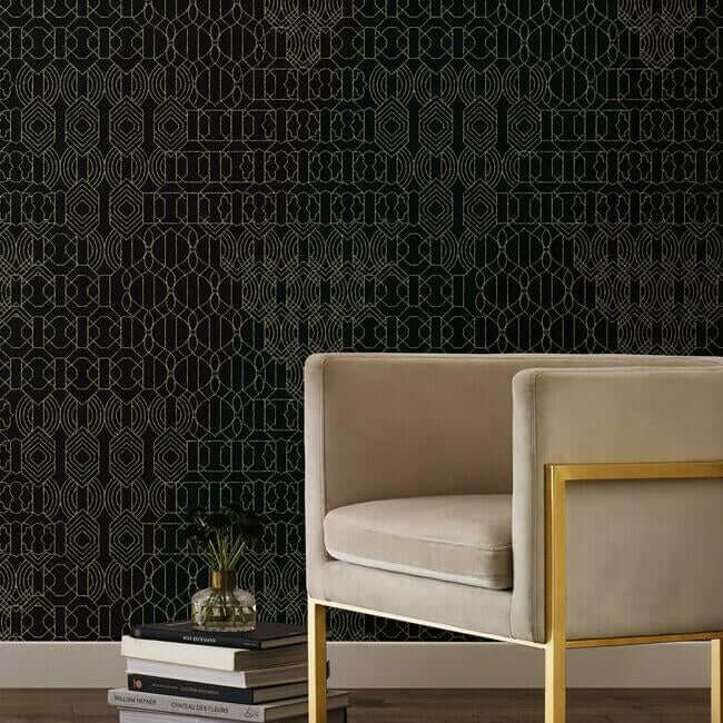 modern-chandelier-black-wallpaper-york-wallcoverings-bo6674 - York Wallcoverings Wallpaper