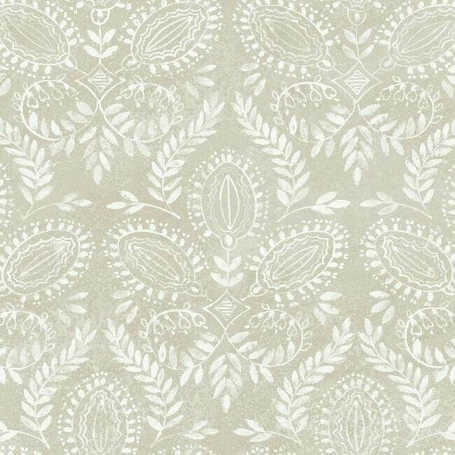 laurel-damask-off-white-wallpaper-york-wallcoverings-bo6731 - York Wallcoverings Wallpaper