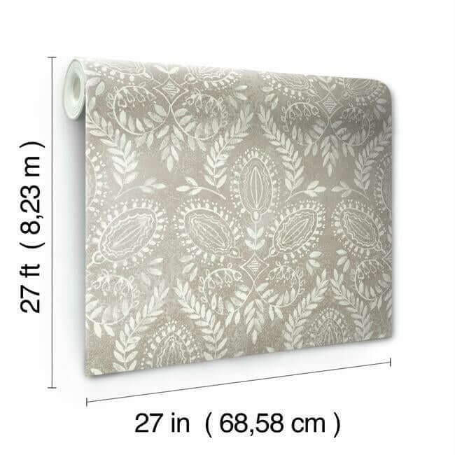 laurel-damask-brown-wallpaper-york-wallcoverings-bo6732 - York Wallcoverings Wallpaper