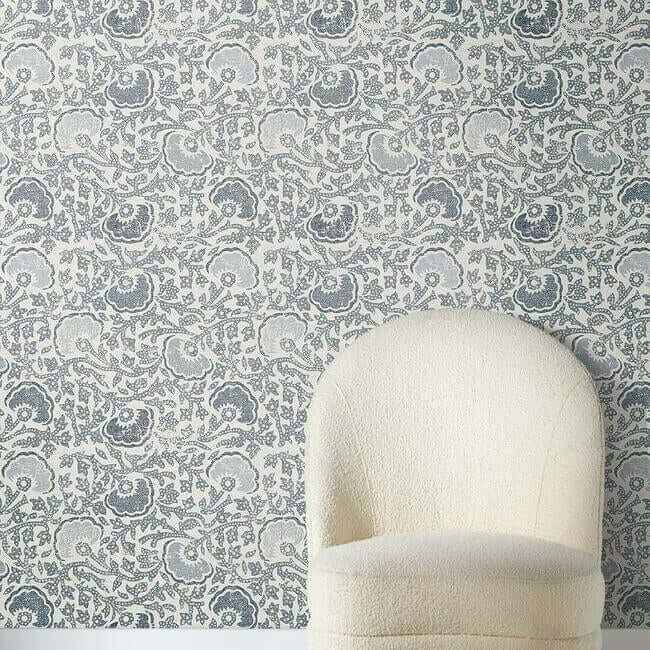 Fontaine Blue & Grey Wallpaper - York Wallcoverings - CH1441 - York Wallcoverings Wallpaper