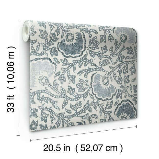 fontaine-blue-grey-wallpaper-york-wallcoverings-ch1441 - York Wallcoverings Wallpaper