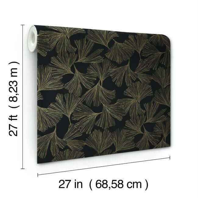 Gingko Toss Black Wallpaper - York Wallcoverings - DD3742 - York Wallcoverings Wallpaper