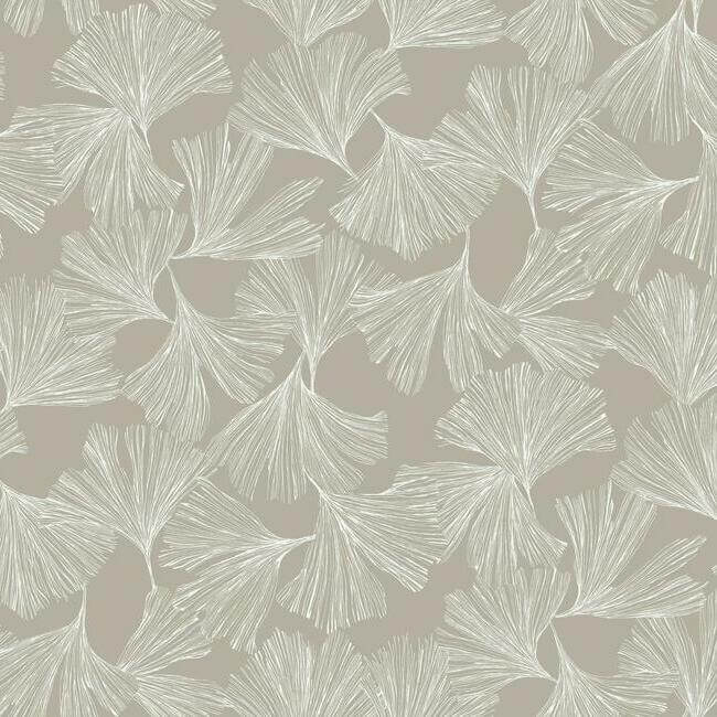 ginkgo-toss-silver-wallpaper-york-wallcoverings-dd3746 - York Wallcoverings Wallpaper