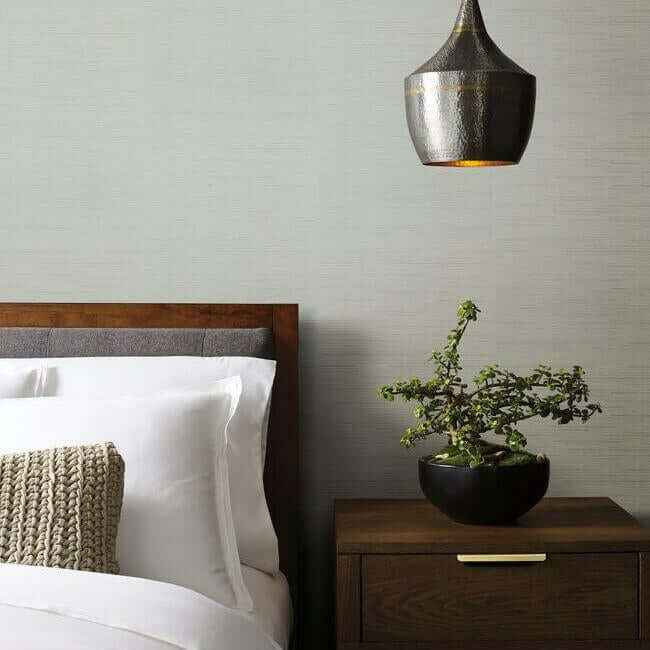 Ribbon Bamboo White & Silver Metallic Wallpaper - York Wallcoverings - DD3833 - York Wallcoverings Wallpaper
