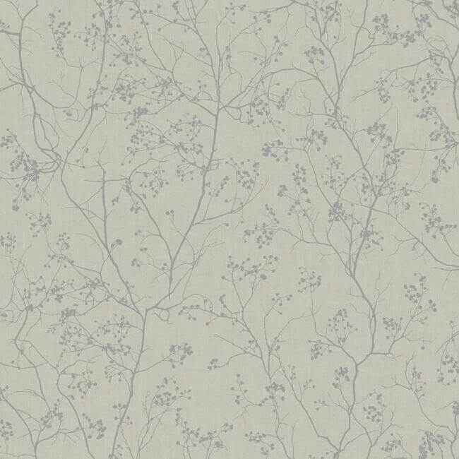 Luminous Branches Grey & Silver Wallpaper - York Wallcoverings - DD3814 - York Wallcoverings Wallpaper