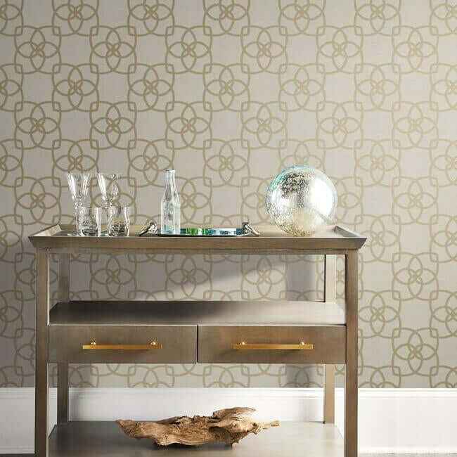 Serendipity Cream & Gold Metallic Wallpaper - York Wallcoverings - Y6200202