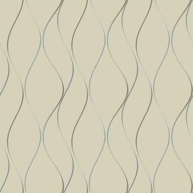 Wavy Stripe Beige Metallic Wallpaper - York Wallcoverings - Y6201404