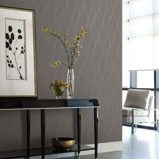 Wavy Stripe Black Metallic Wallpaper - York Wallcoverings - Y6201405 - York Wallcoverings Wallpaper