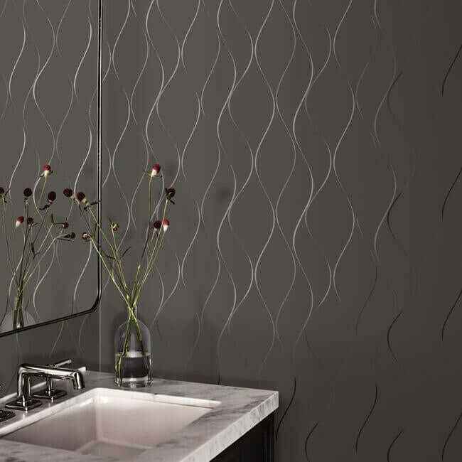 Wavy Stripe Black Metallic Wallpaper - York Wallcoverings - Y6201405 - York Wallcoverings Wallpaper