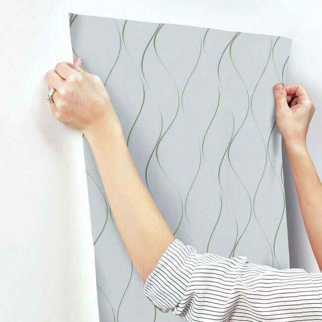 Wavy Stripe Light Blue Wallpaper - York Wallcoverings - DD3701 - York Wallcoverings Wallpaper