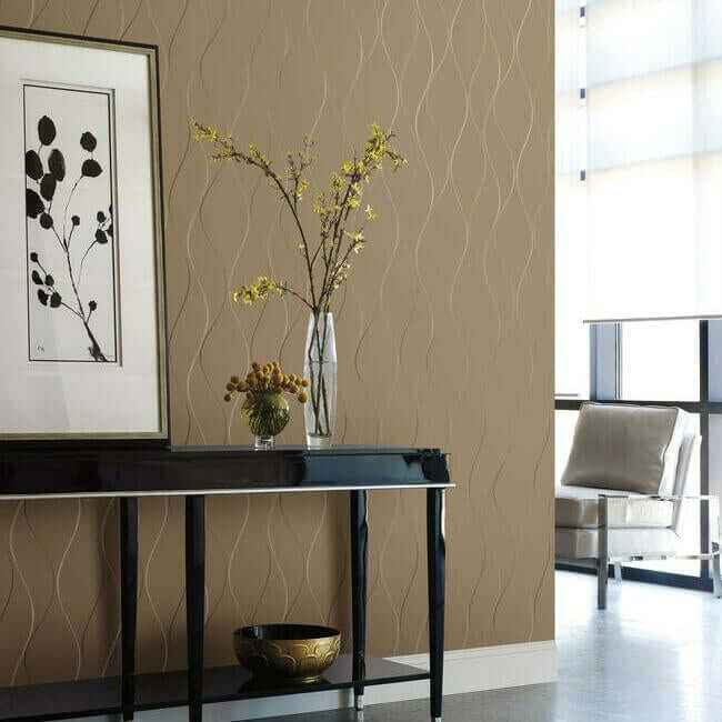 Wavy Stripe Tan Metallic Wallpaper - York Wallcoverings - Y6201406 - York Wallcoverings Wallpaper