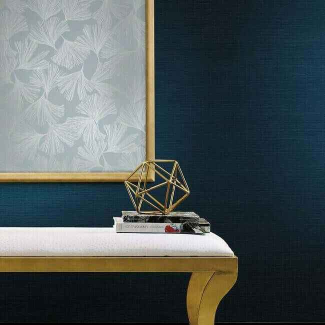 Shining Sisal Grasscloth Dark Blue Metallic Wallpaper - York Wallcoverings - Y6200907 - York Wallcoverings Wallpaper