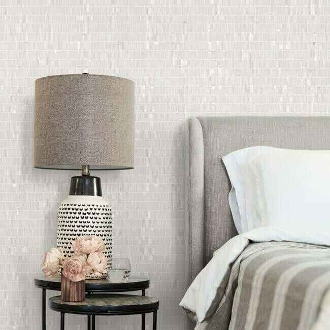 Horizontal Hash Marks White & Cream Wallpaper - York Wallcoverings - BW3812 - York Wallcoverings Wallpaper