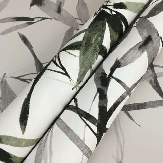 bamboo-ink-green-black-wallpaper-york-wallcoverings-bw3842 - York Wallcoverings Wallpaper