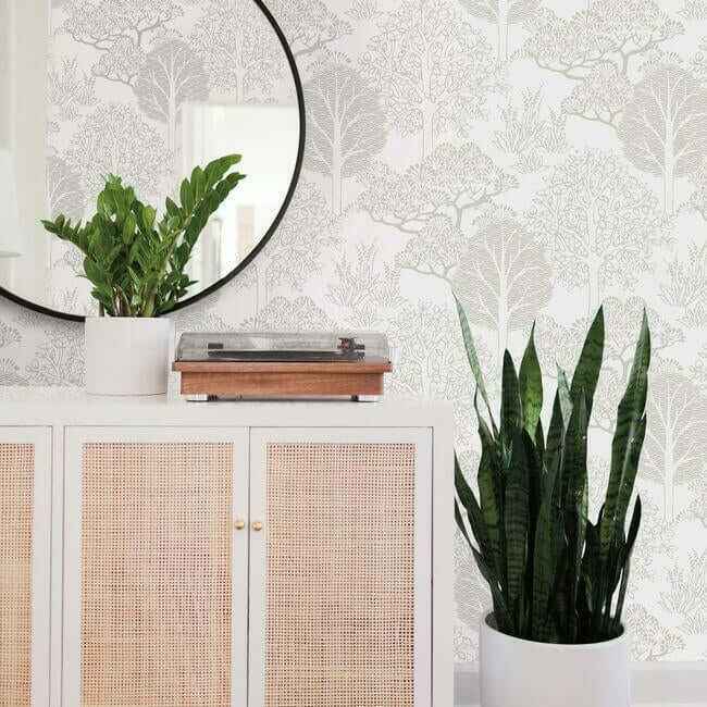 Kimono Trees Metallic Wallpaper - York Wallcoverings - BW3851