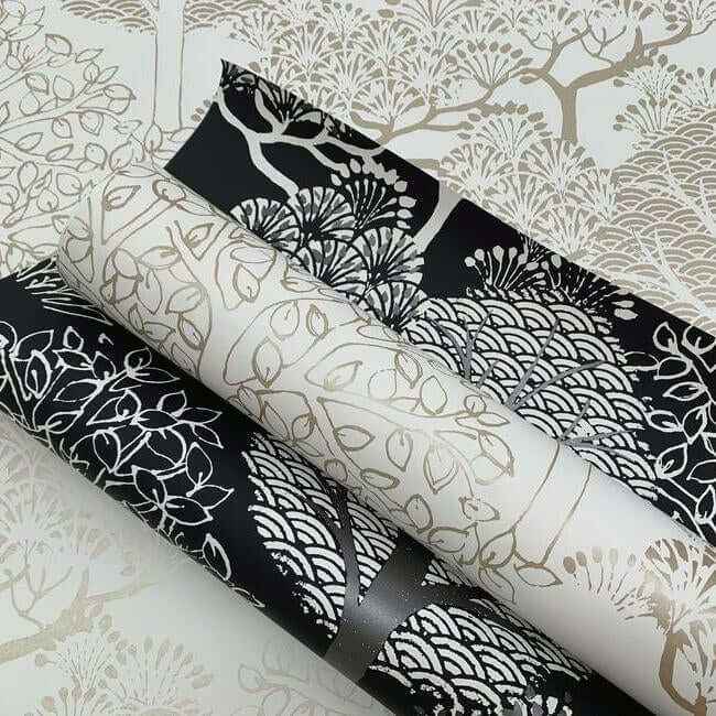 Kimono Trees Metallic Wallpaper - York Wallcoverings - BW3851 - York Wallcoverings Wallpaper