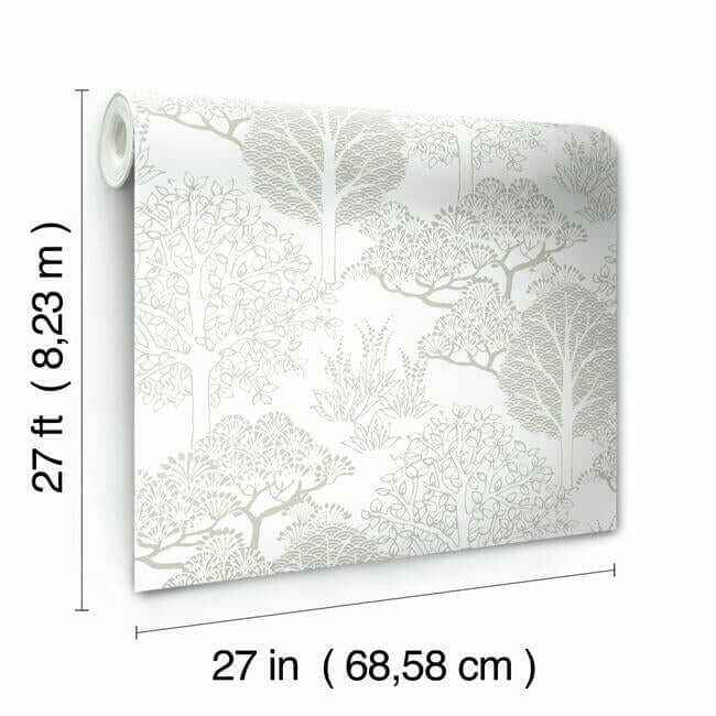 Kimono Trees Metallic Wallpaper - York Wallcoverings - BW3851 - York Wallcoverings Wallpaper