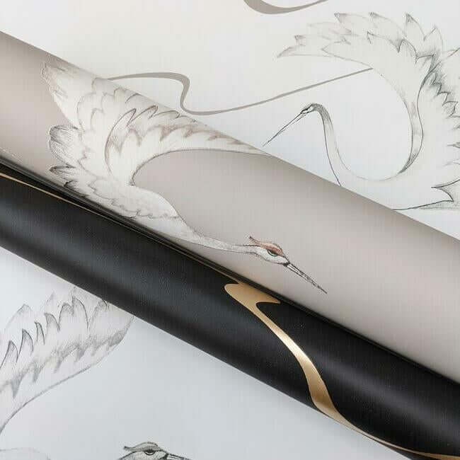 soaring-cranes-black-gold-wallpaper-york-wallcoverings-bw3871 - York Wallcoverings Wallpaper